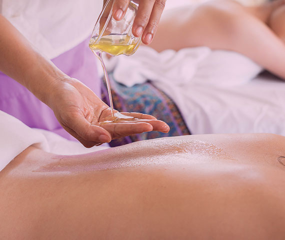 Massage oil used during a wellness treatment